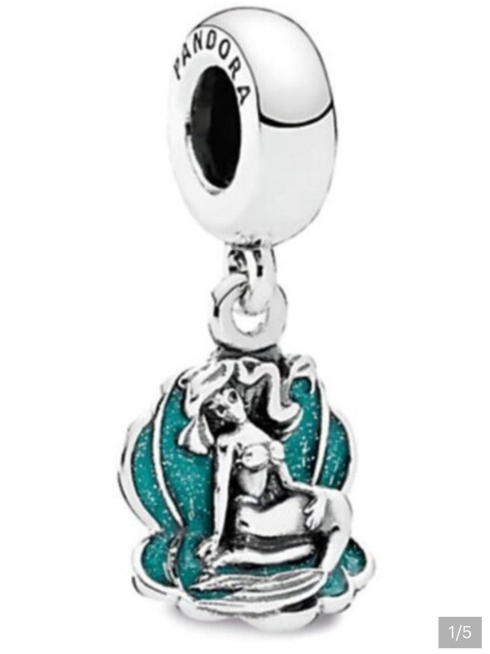 Pandora Silver Dangle Charm with Teal Accent